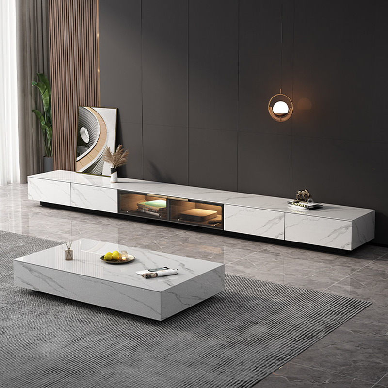 Rectangular TV Stand for Drawing Room with Light and Door - image 3