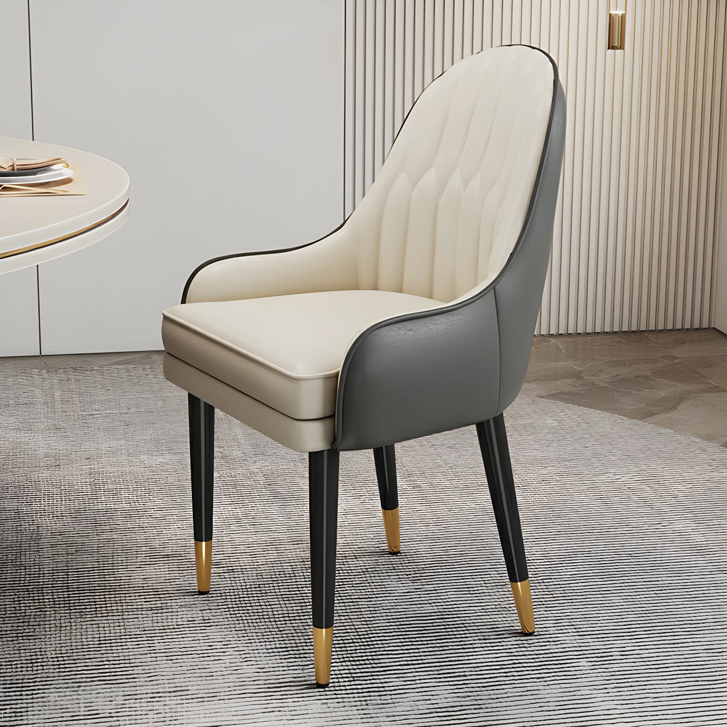 Glam Arm Chair with Upholstered Faux Leather, Solid Back, and Metal Legs - image 12