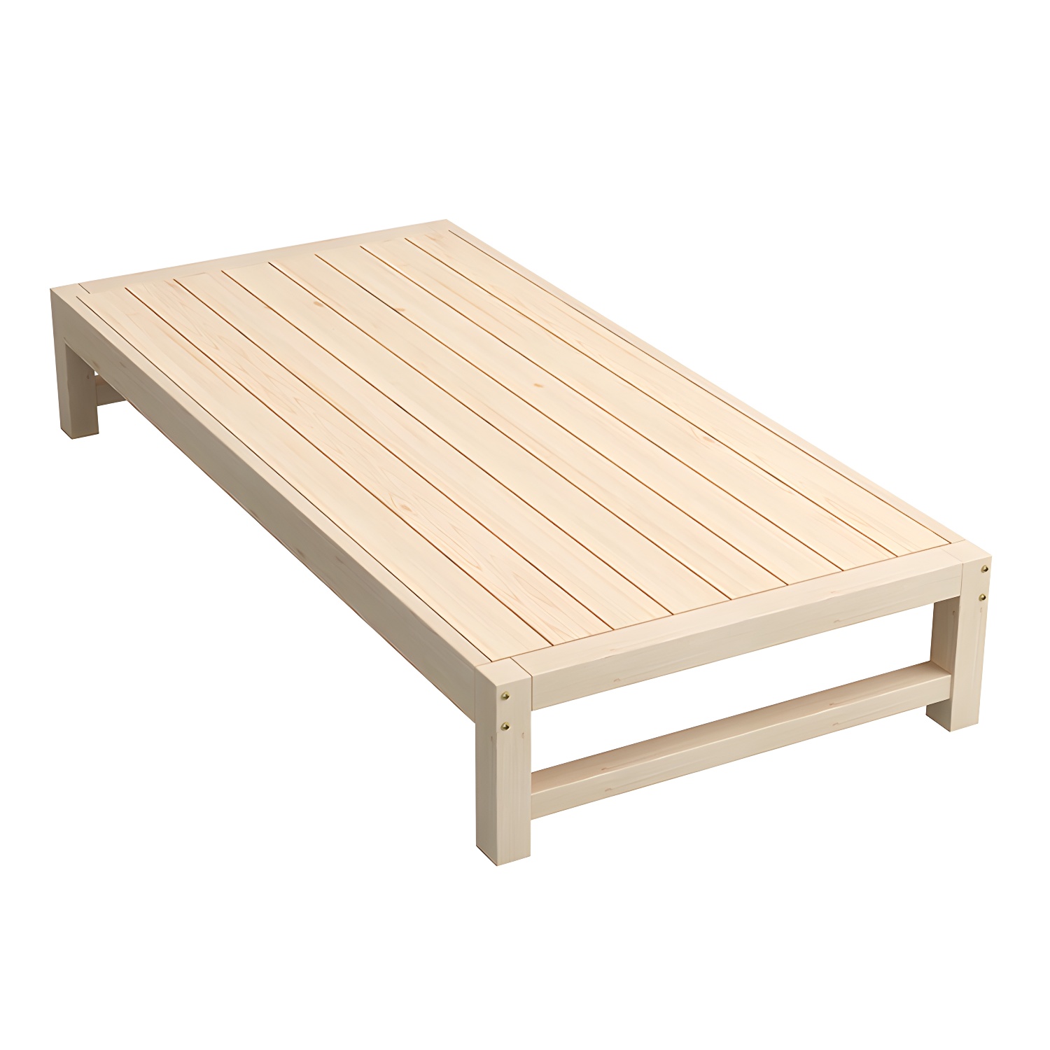 Solid Wood Modern Platform Bed Natural without Headboard and Storage Space - image 5