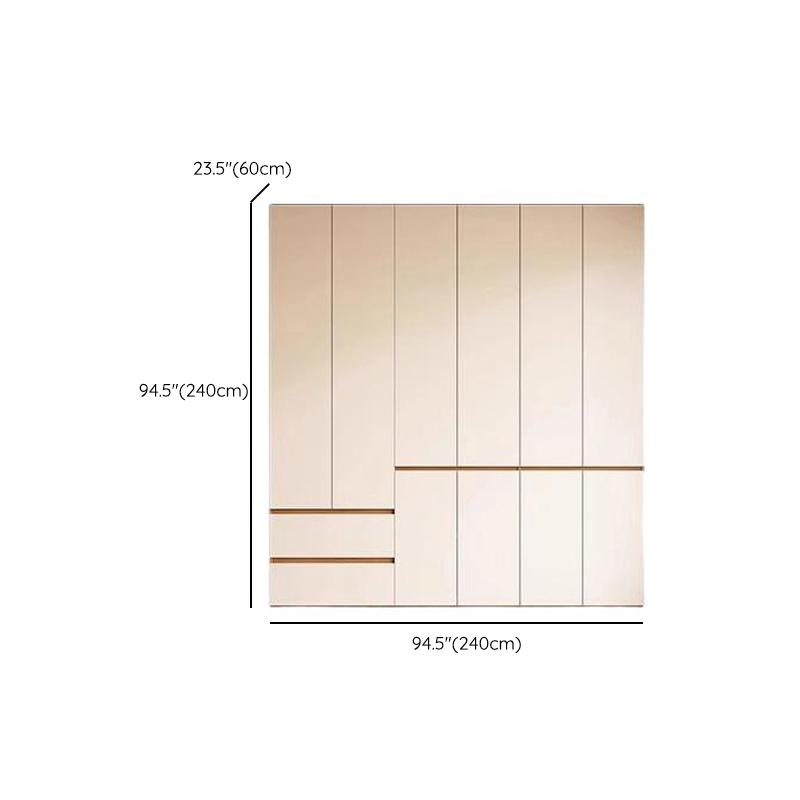 White Minimalist Manufactured Wood Wardrobe Closet with 2 Drawers, Soft Close Door, Interior Shelves, and Clothing Rod - image 22