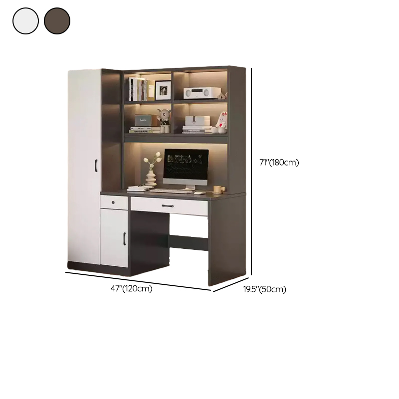 Art Deco Composite Wood Wardrobe Armoire with Flexible Shelf, Soft Close Drawer and Door, Clothing Rod Included - image 12