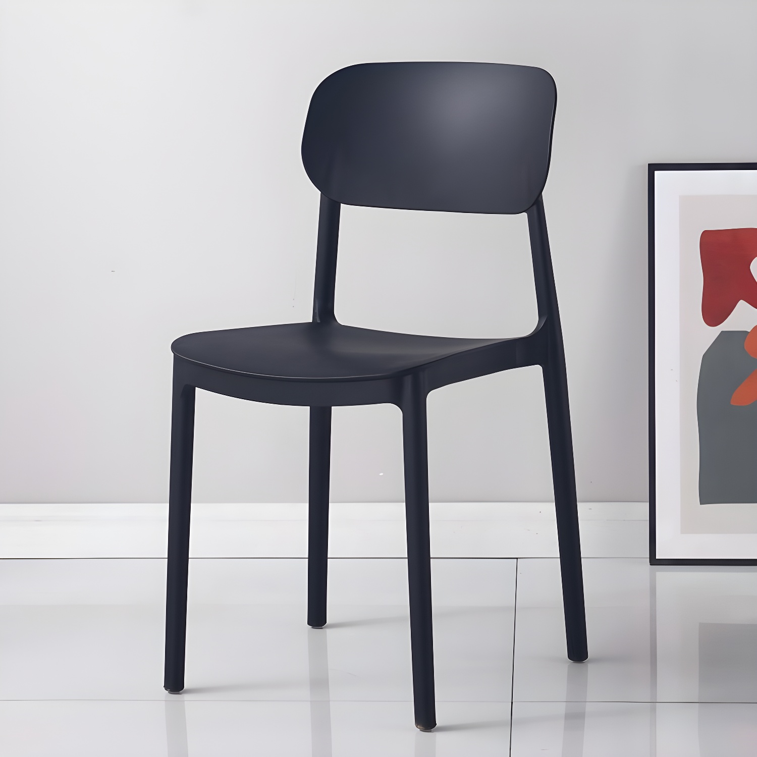 Stackable Scandinavian Style Side Chair with Low Back in Plastic & Acrylic - Armless