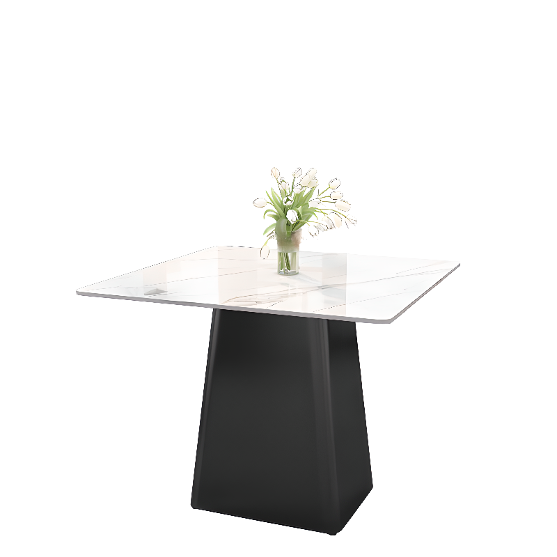5-piece Square Slate Dining Table Set with Stump Base, Upholstered Back, Padded Chair for 4 People - image 10