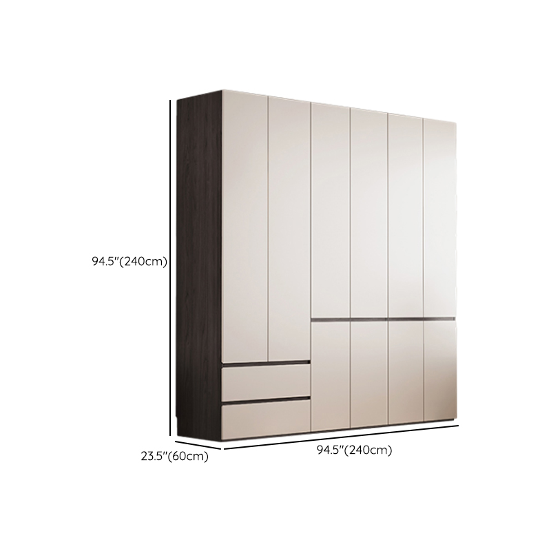 White Minimalist Manufactured Wood Independent Wardrobe Closet with Soft Close Drawer, Soft Close Door, and Interior Shelves - image 23