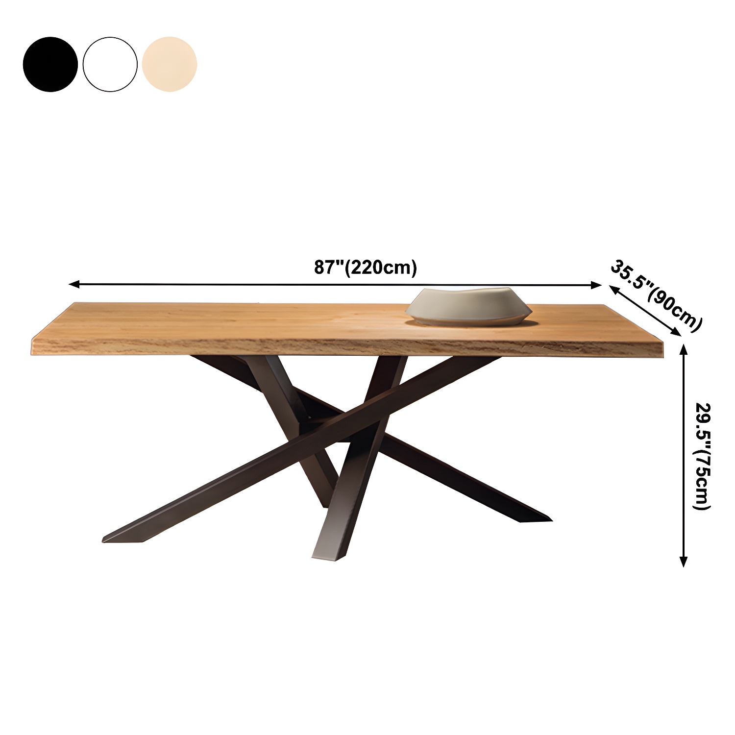 Pine Solid Wood Dining Table Single Pedestal Metallic Base Rectangle Table for Home - image 9