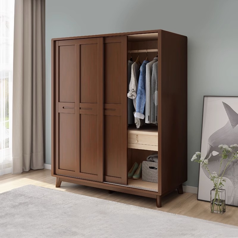 Minimalist Wooden Independent Wardrobe Closet with Compartments, Interior Shelves, Clothing Rod, and Gate - image 3