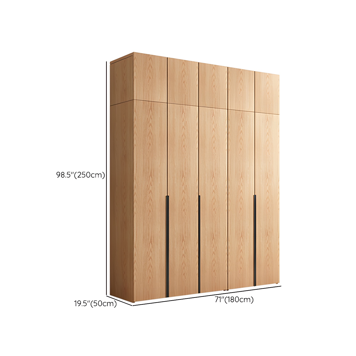 Contemporary Freestanding Natural Wardrobe Oak Solid Wood Wardrobe with Shelves - image 28
