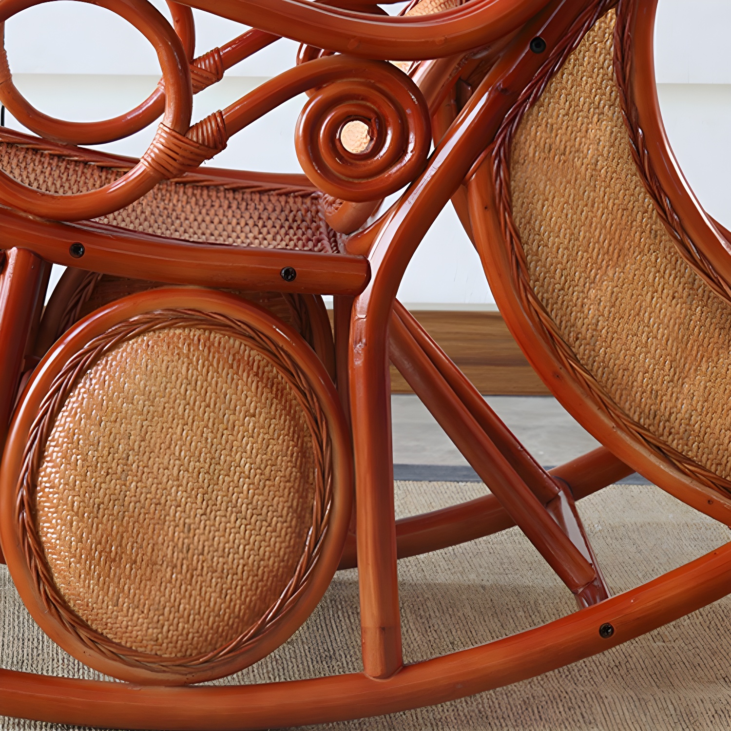 Traditional Spindle Rocking Accent Chair Tobacco Finish Rocker Chair Reclining - image 14