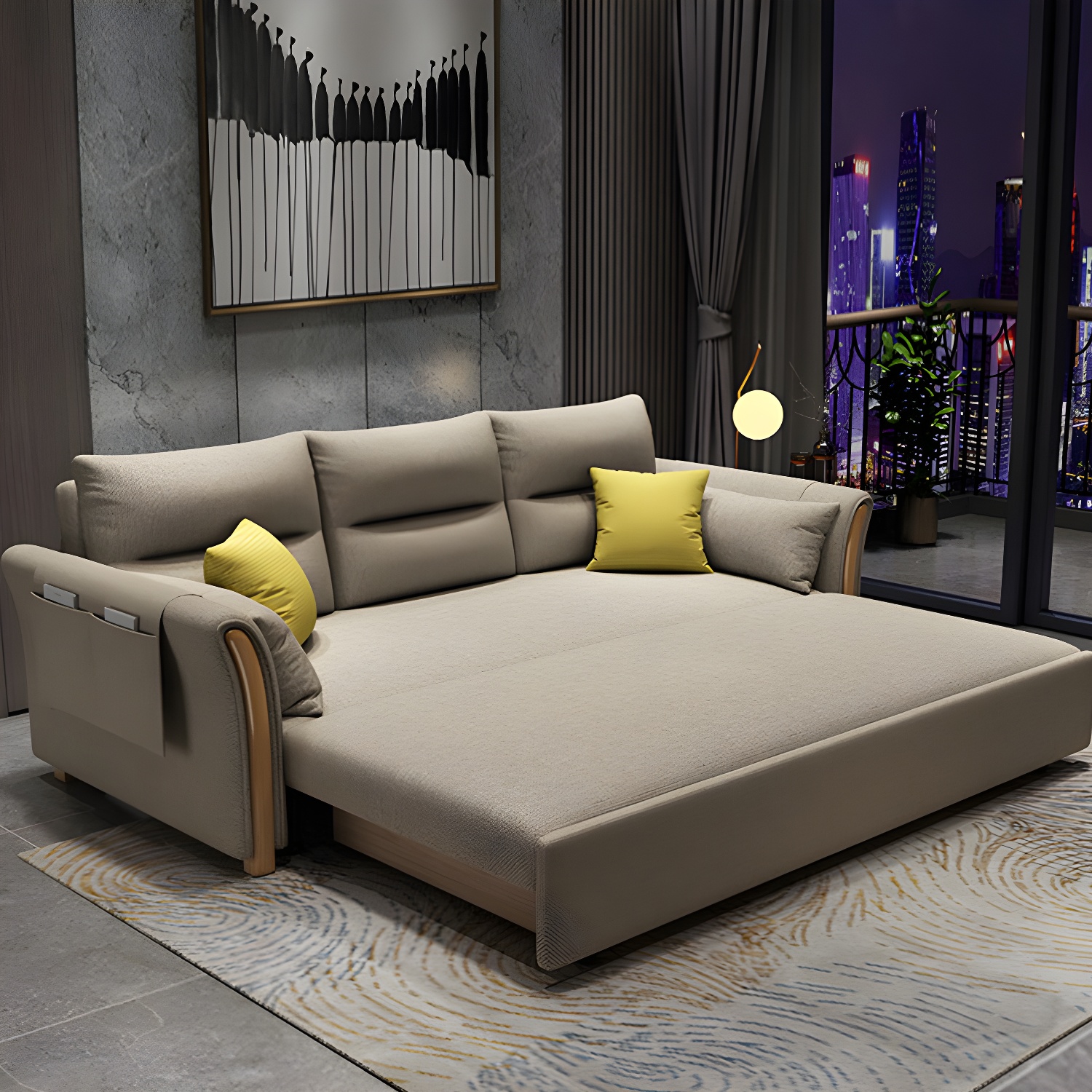 Fabric Sofa Bed Settee Furniture Flared Arm Latex Filled Sofa - image 10