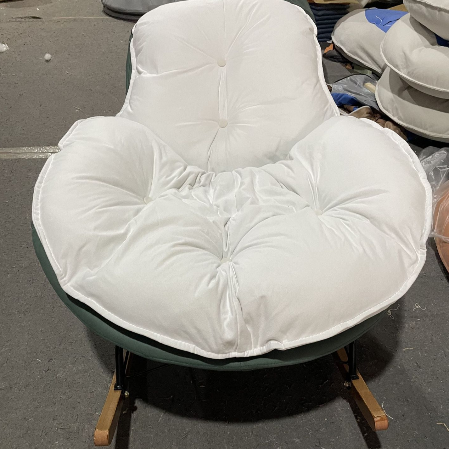 Modern Butter Color/Grey/Auburn Upholstered Padded Rocking Seat with Flared Arm, Scratch-repellent - image 8