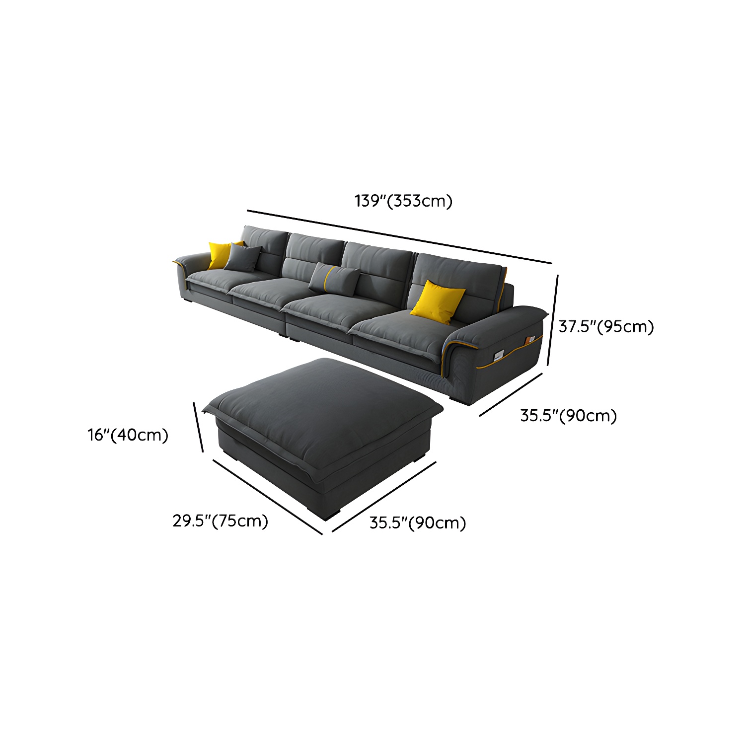 Modern Gray Cotton and Linen Sectional Sofa with Wood Frame and Storage Included - image 19