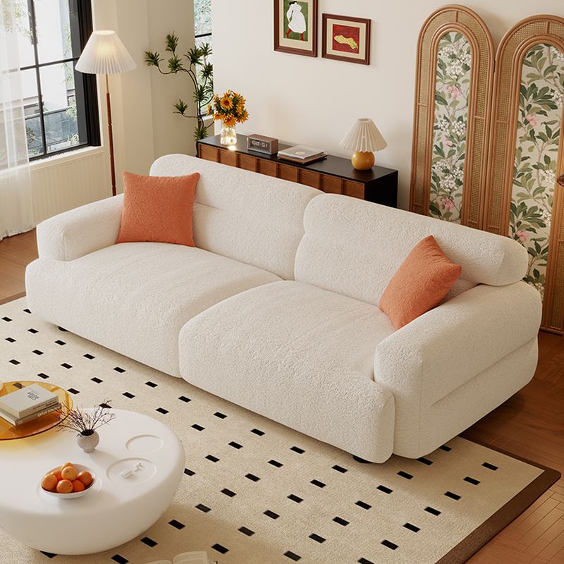 Modern Solid Color Tear Resistant Standard Sofa in Light Gray/White/Citrus Color with 4-seater/Seats 5/3-seater and 2 Pillows - image 4