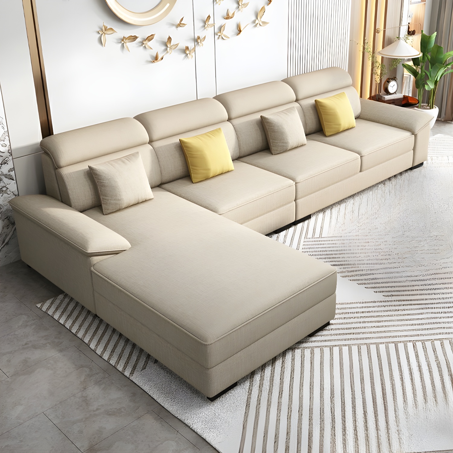 Modernism Pillow Top Arm Sectional with Chaise for Living Room - image 7