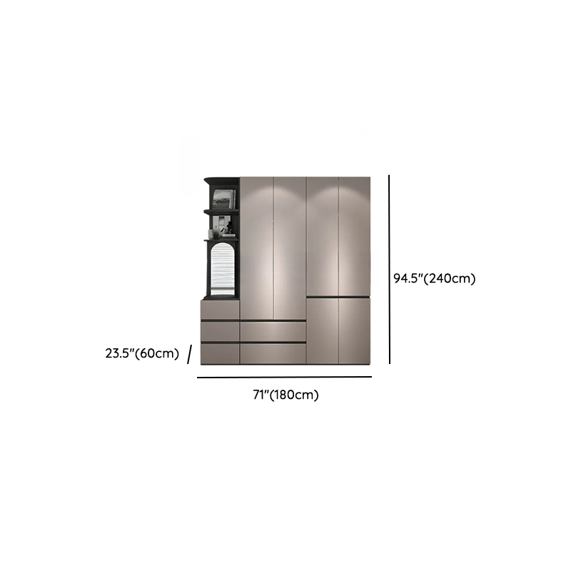 Sand Minimalist Laminate Cabinet Armoire with Soft Close Drawer, Soft Close Door, Interior Shelves, and Clothing Rod - image 19