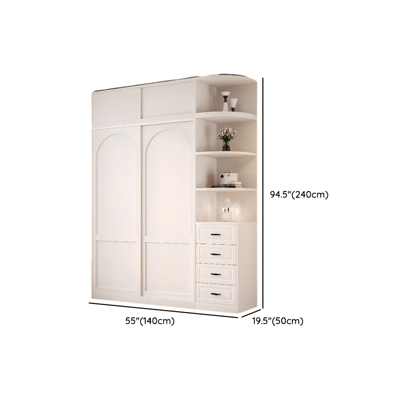 Contemporary White Engineered Wood Cabinet Armoire with Multiple Drawers, Interior Shelves, and Hanging Rod - image 27
