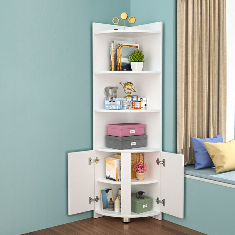 Modern Wood Corner Accent Cabinet with Open Shelves Wood Doors and 1 Cabinet for Living Room - image 4