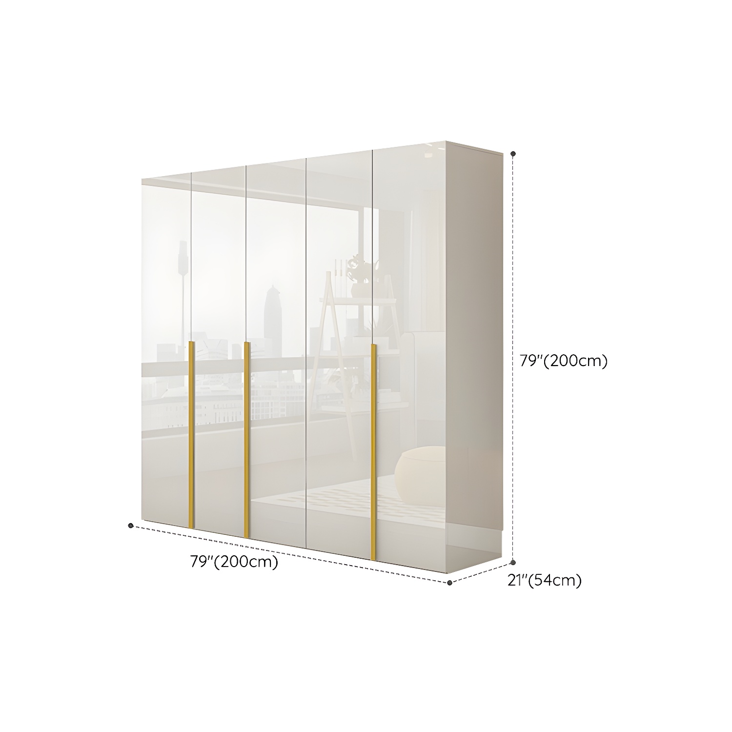 White Modern Style Wardrobe Cabinet Engineered Wood with Garment Rod - image 17