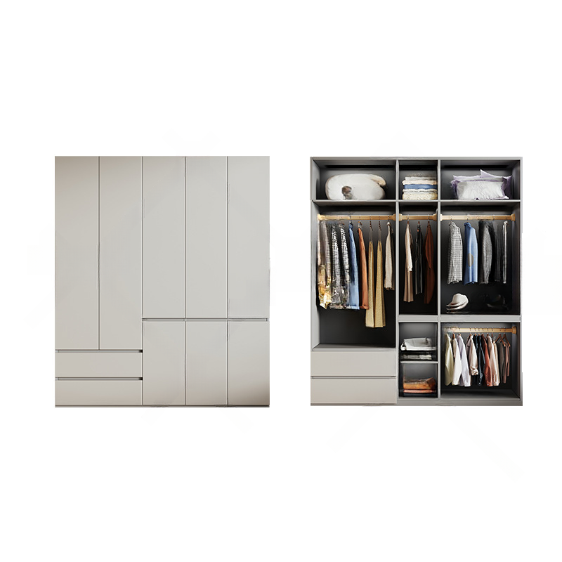 Cream Trendy Reclaimed Wood Wardrobe Armoire with Soft Close Drawer, Soft Close Door, Interior Shelves, and Clothing Rod - image 28