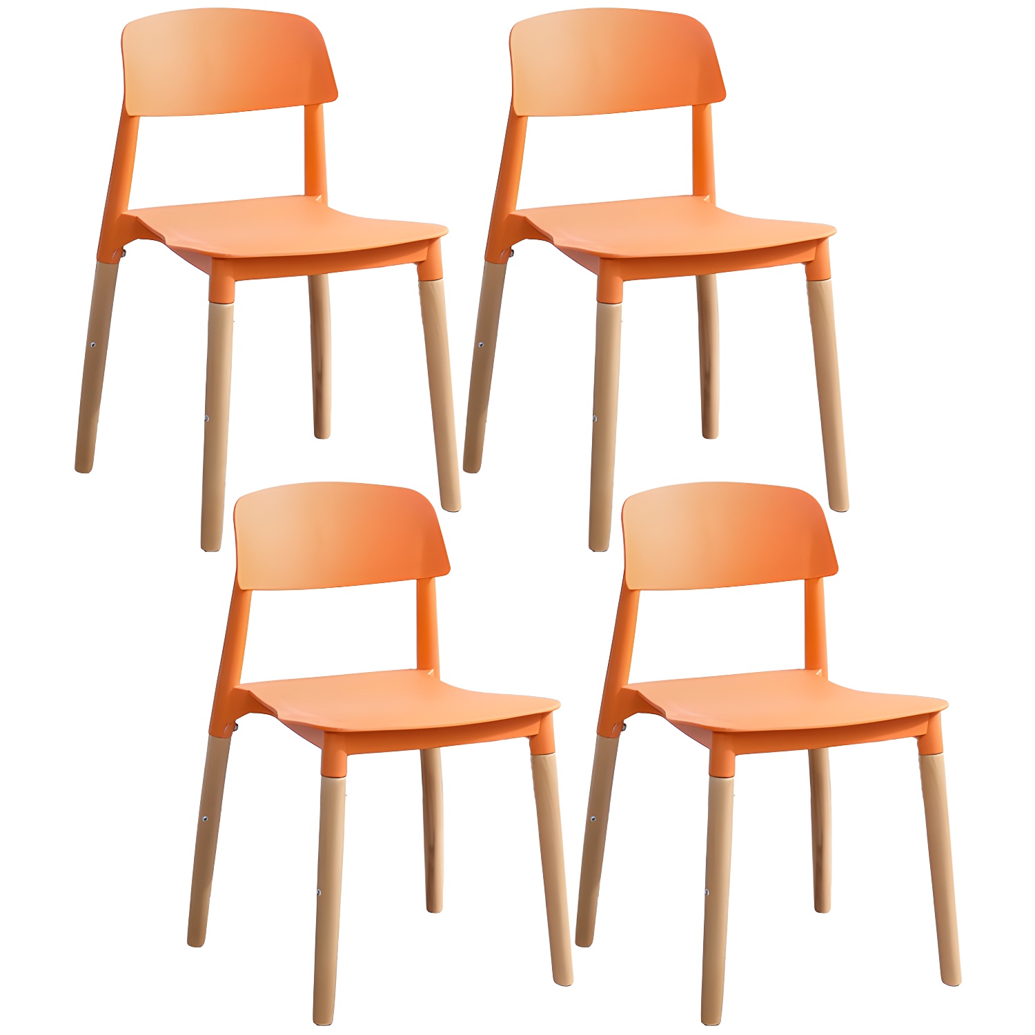 Scandinavian Home Side Chair Open Back Wood Legs Dining Room Chair Set - image 5