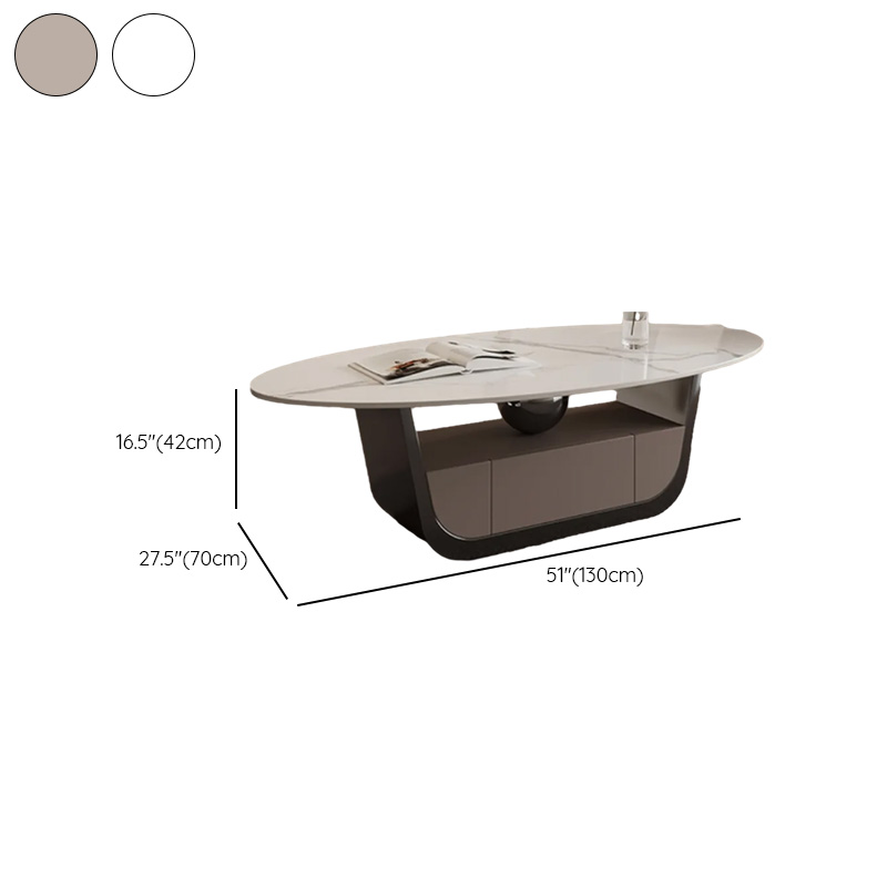 Glamorous Oblong Stone Coffee Table with Abstract Base, Scratch-proof and Drawer for Small Spaces - image 14