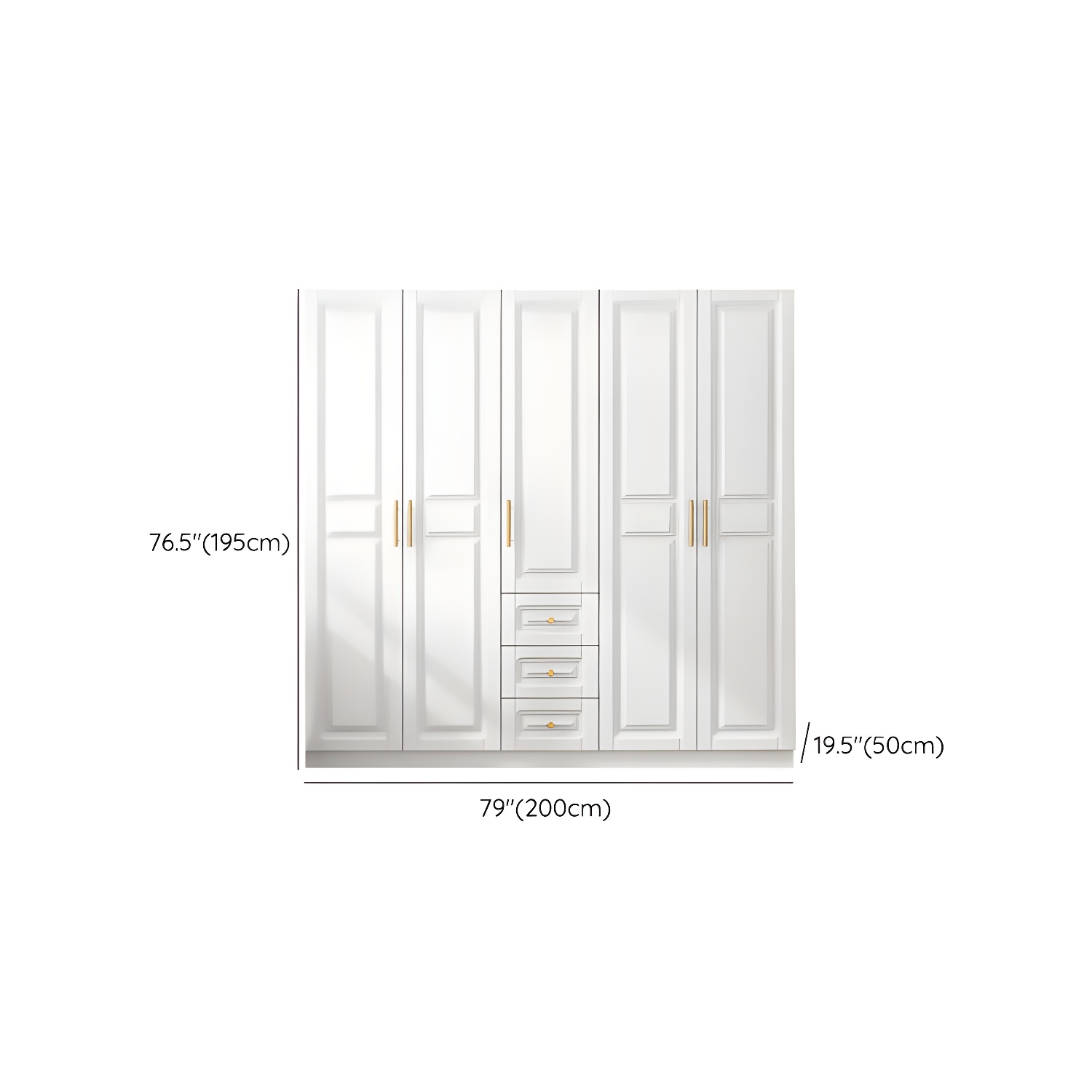 White Armoire Artificial Wood Wardrobe with Drawers and Clothes Rails Storage Cabinet - image 20