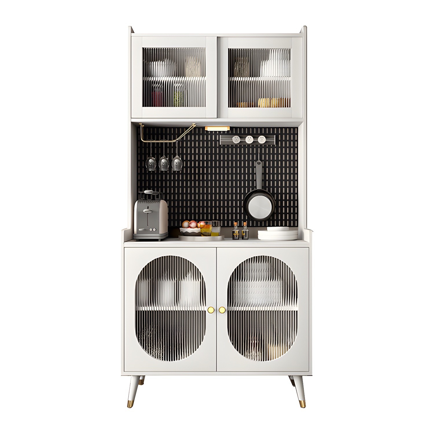Stone Glam Sideboard Adjustable Shelves Kitchen Dining Room Sideboard - image 4