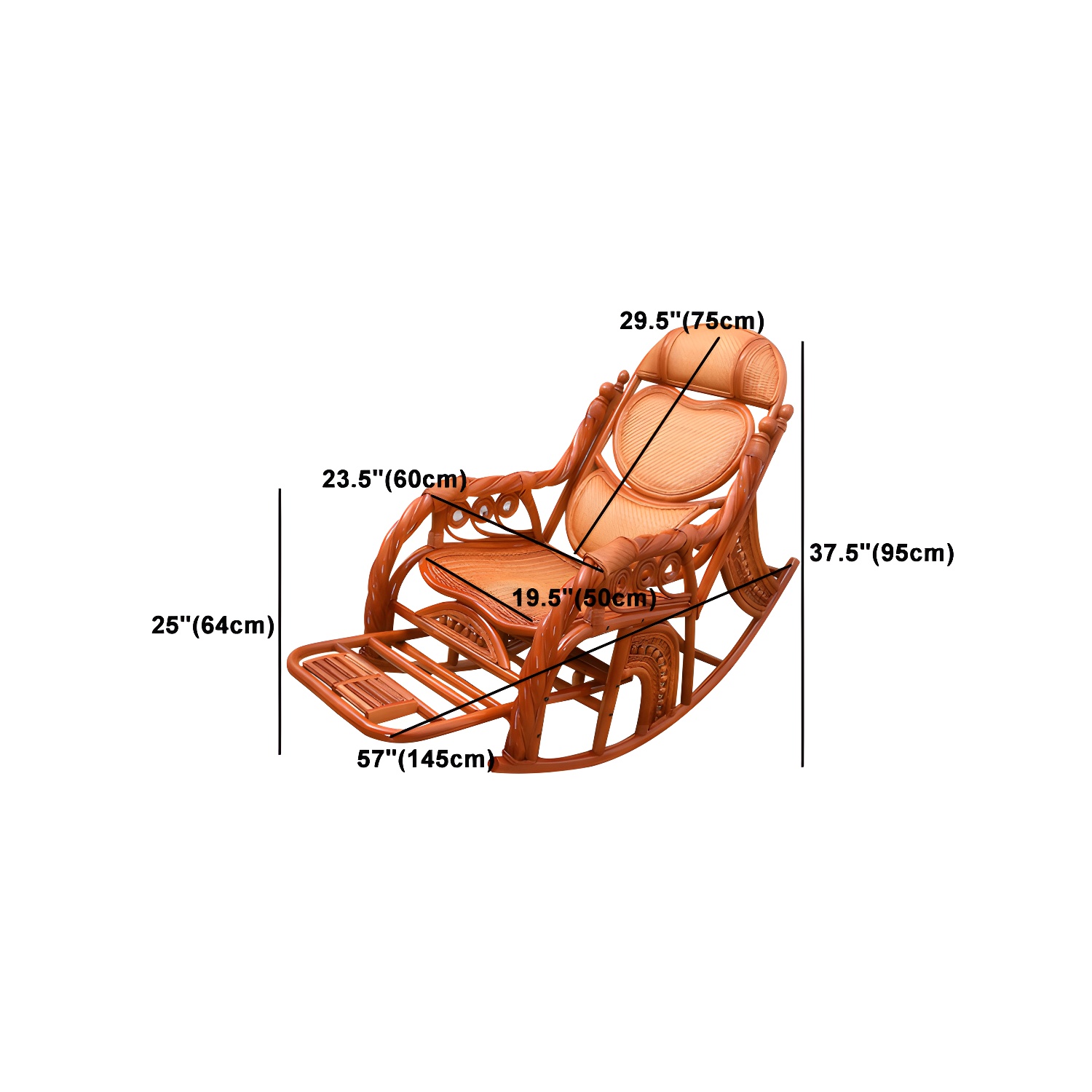 Traditional Spindle Rocking Chair Tobacco Finish with Pillow Rocker Chair Wicker - image 16