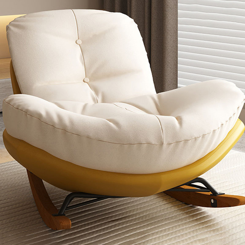 Cotton Upholstered Indoor Rocking Chair with Solid Wood Legs, Compact Design for Small Spaces - image 6