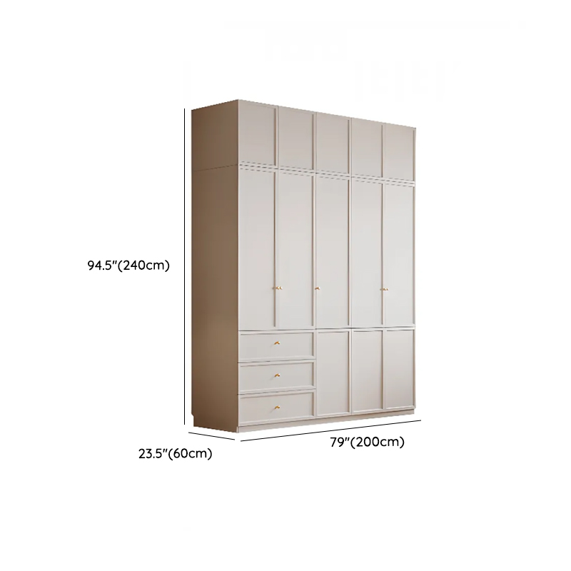 White Minimalist Wooden Wardrobe Closet with Soft Close Drawer, Soft Close Door, Interior Shelves, and Clothing Rod - image 11