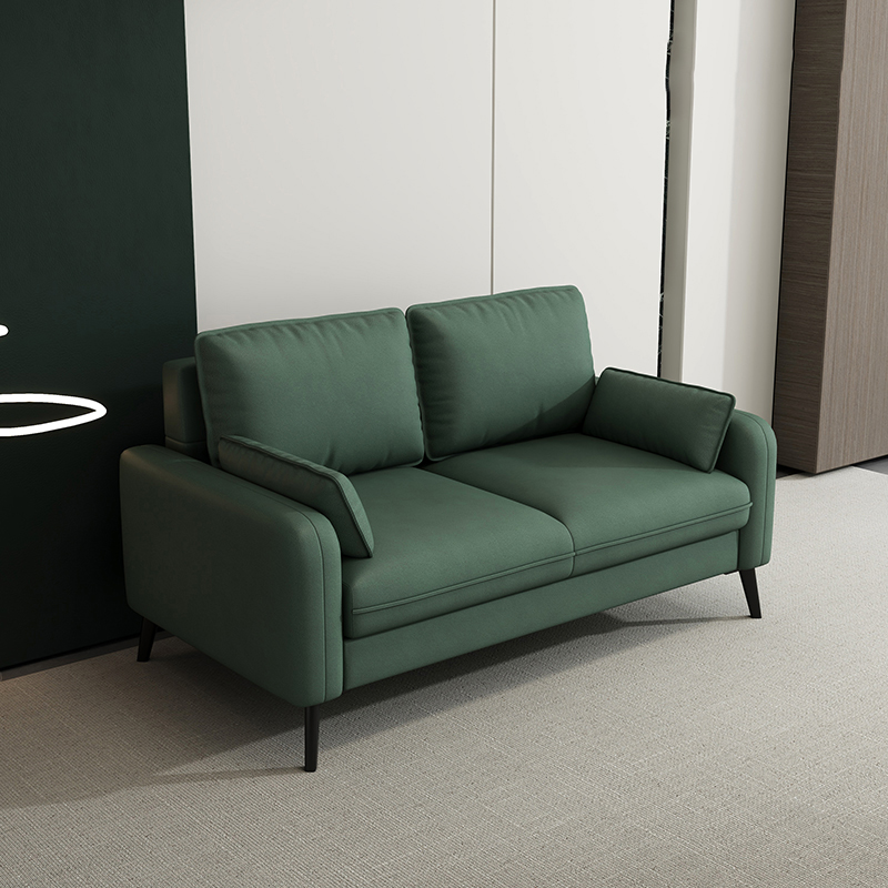 Modern Solid Color Loveseat with Square Arm and Wide Pillow Back for Living Spaces