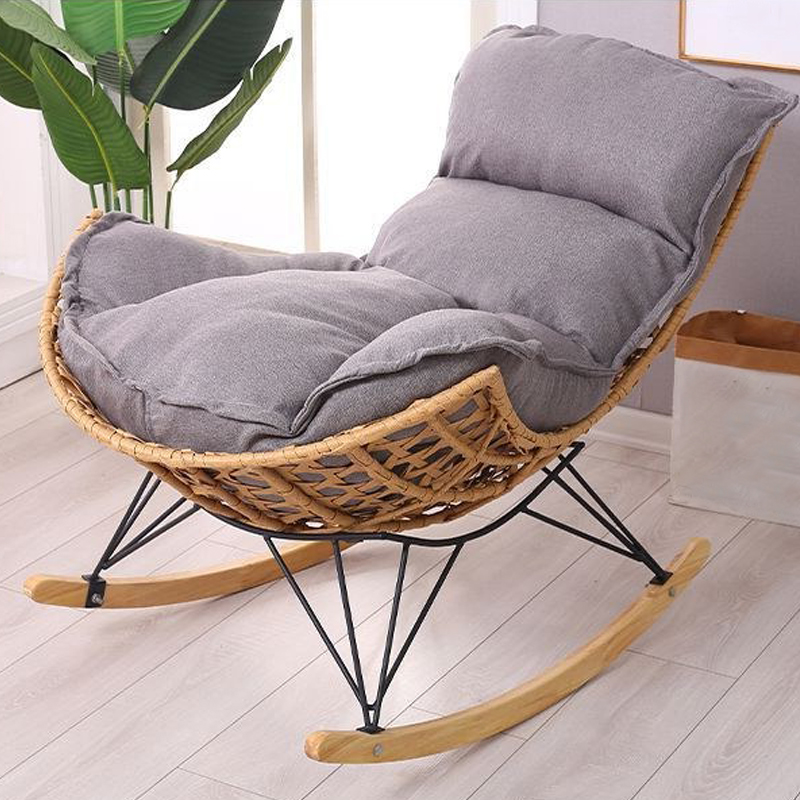 Stylish Wicker & Rattan Rocking Chair with Natural Wood Legs - Perfect for Modern Home Décor - image 10