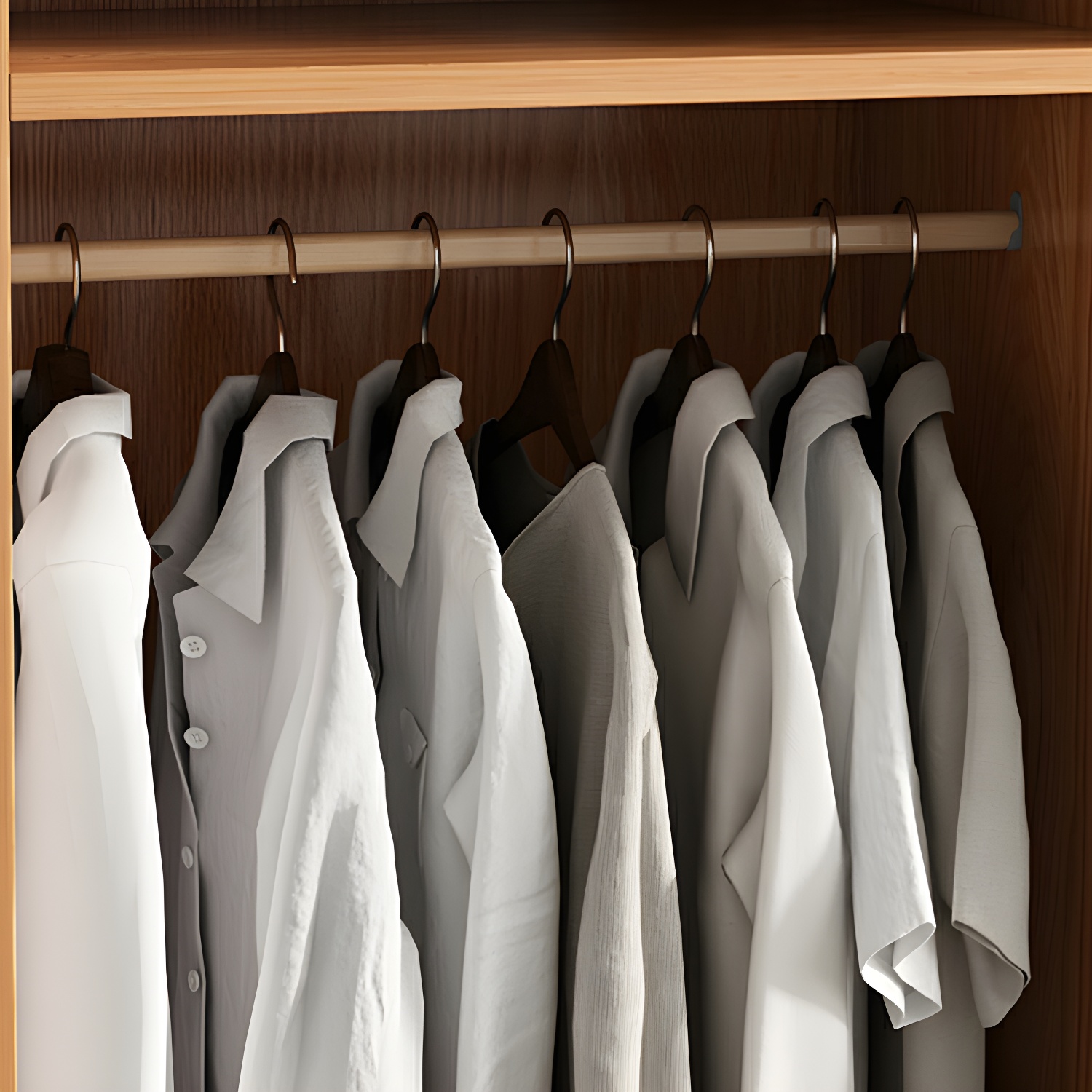 Modern Natural Wood Pine Armoire with Clothing Rod & Shelves - image 7