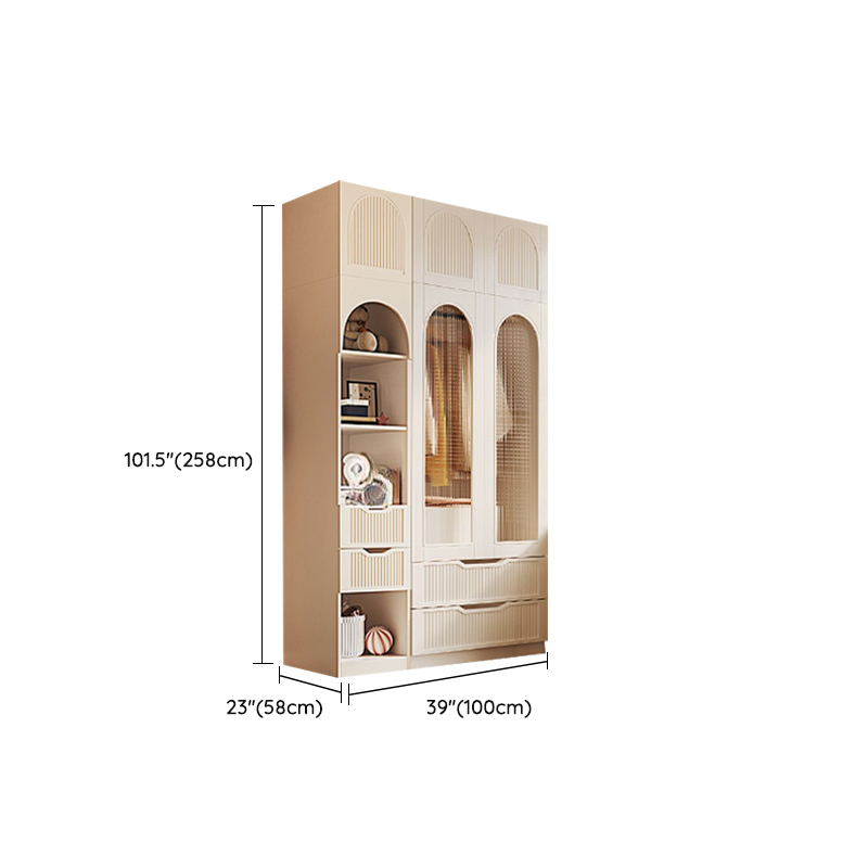 Chalk Almirah in Timber with Clothing Rod, 3 Cabinets/2 Cabinets and 5-Drawer/4-Drawer/3-Drawer in a Minimalist Style, 3-Shelf/2-Shelf Included/Not Included - image 32