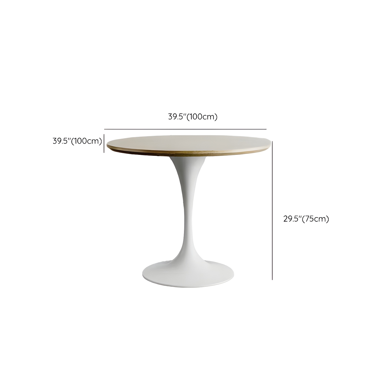 Scandinavian Standard Height Round Wood-Top Dining Table, Metal Tulip Base, Simple Assembly - image 21