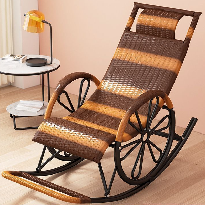 Craftsman Cane Porch Rocker with Round Arm