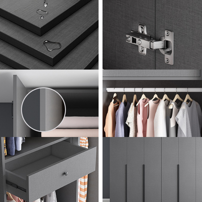 Trendy Dove Grey Wooden Wardrobe with Interior Shelves, Soft Close Door & Hanging Rod - image 23