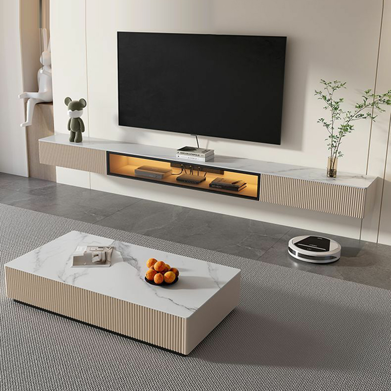 Modern Floating Stone TV Stand with 2 Drawers and 1 Cabinet - image 6