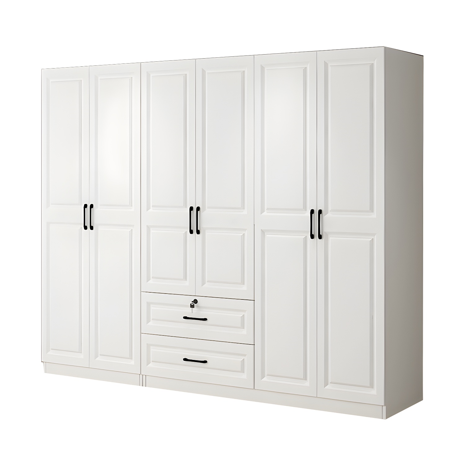 White Wood Wardrobe Armoire with Drawers, Shelves, and Clothing Rod - image 5