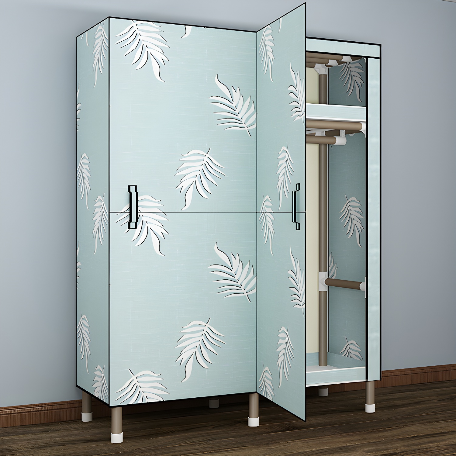 Foldable Freestanding Wardrobe Metal Frame Multifunctional Wardrobe for Bedroom