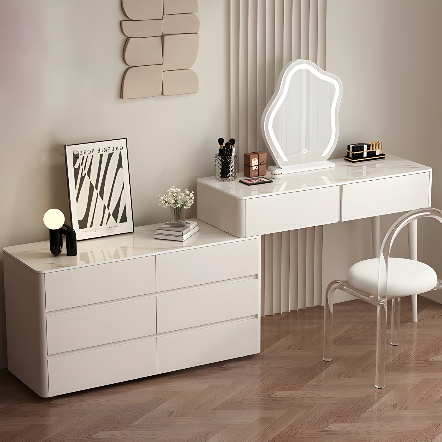 Modern Wood Makeup Vanity with Soft Close Drawer Glides & 2 Drawers - image 14