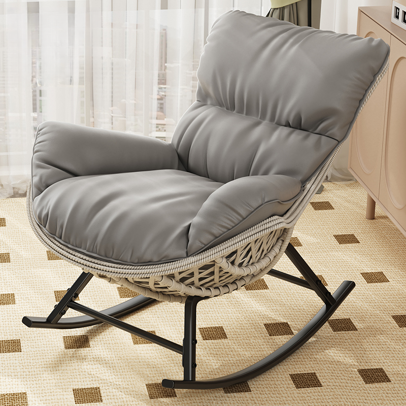 Simple Upholstered Rocking Seat with Scratch-tolerant Padded Design and Ottoman - image 8