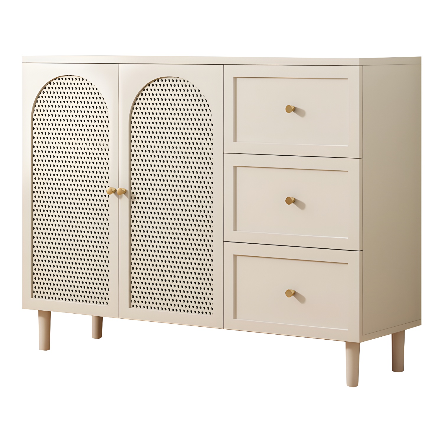White Modern Sideboard Credenza with Cabinets and Shelves for Storage and Display - image 6