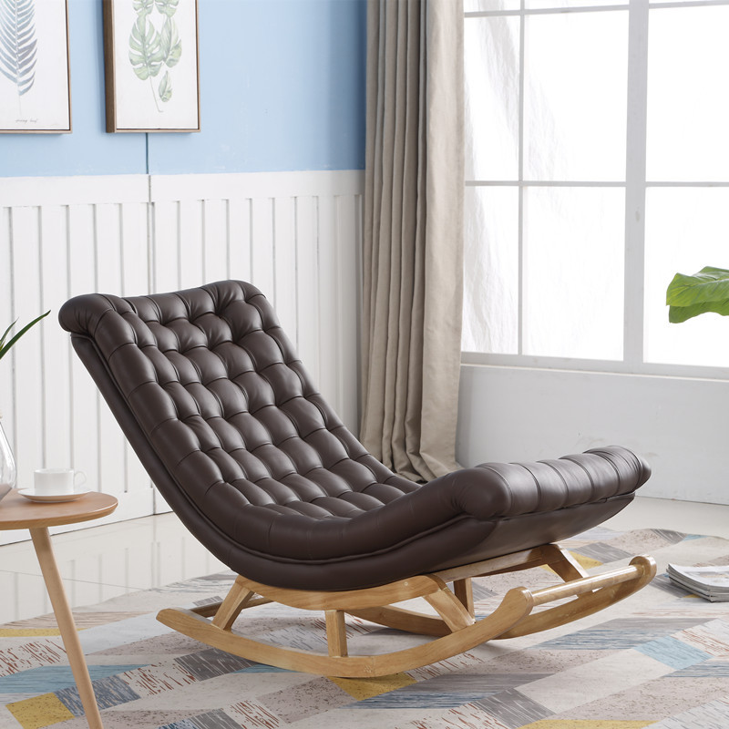 Stationary Ergonomic Rocking Chair with Rear & Ottoman, Green/Yellow/Coffee - image 3