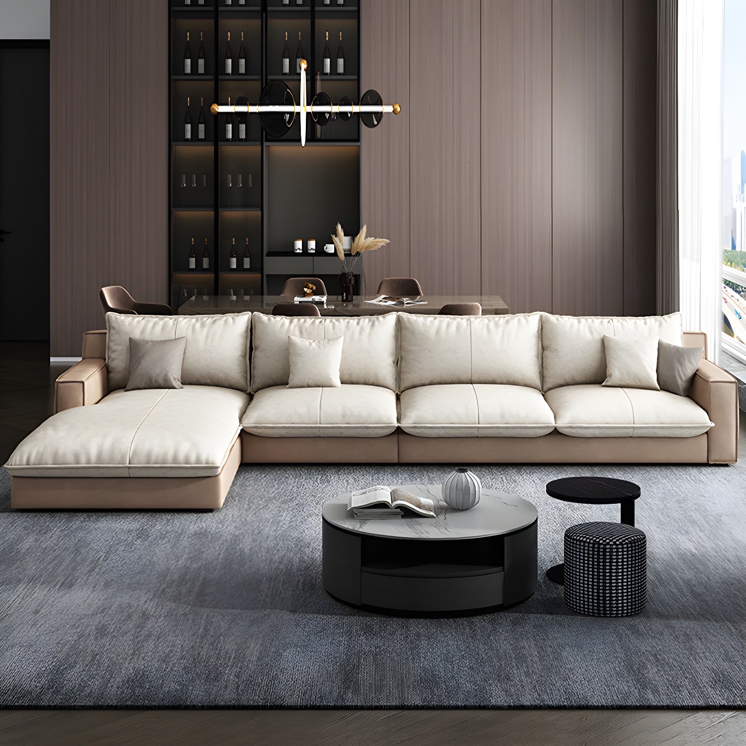 Scandinavian Pillow Back Sectional with Square Arm for Living Room - image 6