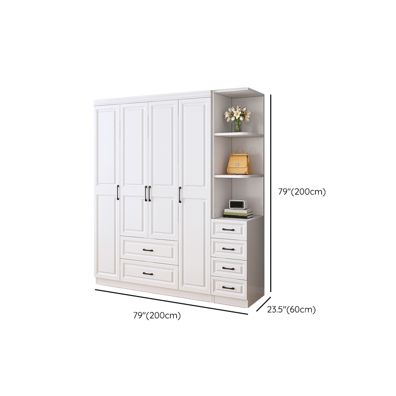 Modern White Wood Wardrobe Armoire with Soft-Close Drawers and Clothing Rod - image 21