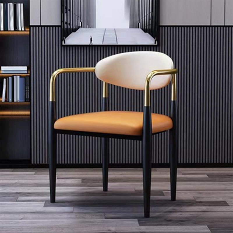 Faux Leather/Velour Upholstered Arm Chair with Arms and Black Legs in a Casual Style - image 6