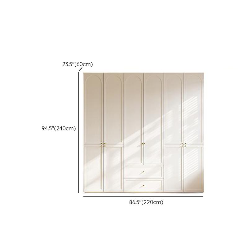 White Minimalist Manufactured Wood Wardrobe Closet with 2 Drawers, Soft Close Door, Interior Shelves, and Clothing Rod - image 21