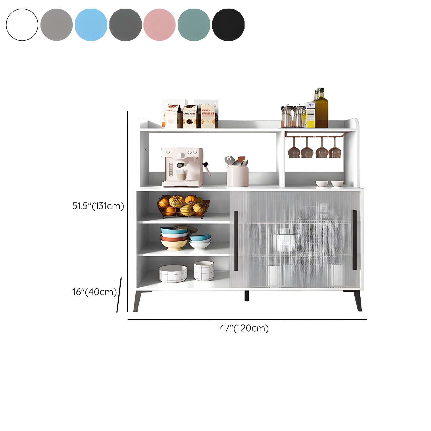 Contemporary Engineered Wood Glass Door Sideboard with Shelf for Dinging Room - image 18