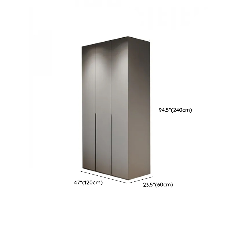 Dove Grey Minimalist Manufactured Wood Wardrobe Closet with Compartments, Soft Close Door, Interior Shelves, and Clothing Rod - image 12