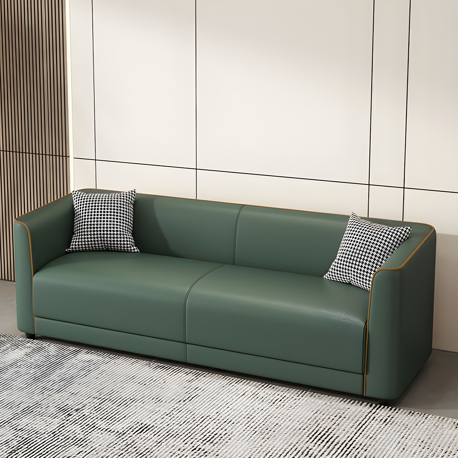 Tuxedo Arm Sofa with Tight Back 25.98" High Contemporary Faux Leather